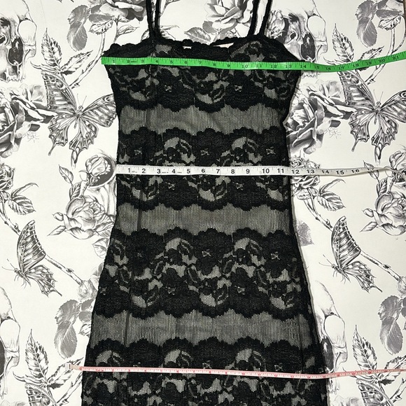 Vintage Bebe Moda Black & White Lace Spaghetti Strap Bodycon Dress, Sz S - Picture 11 of 16